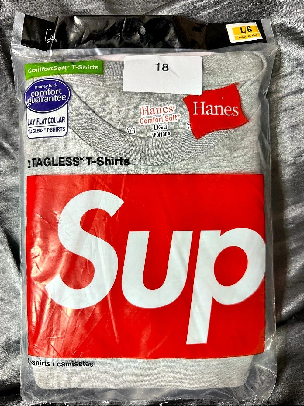 Supreme Hanes Tagless T-Shirts 2-Pack Gray T-Shirts Size XL